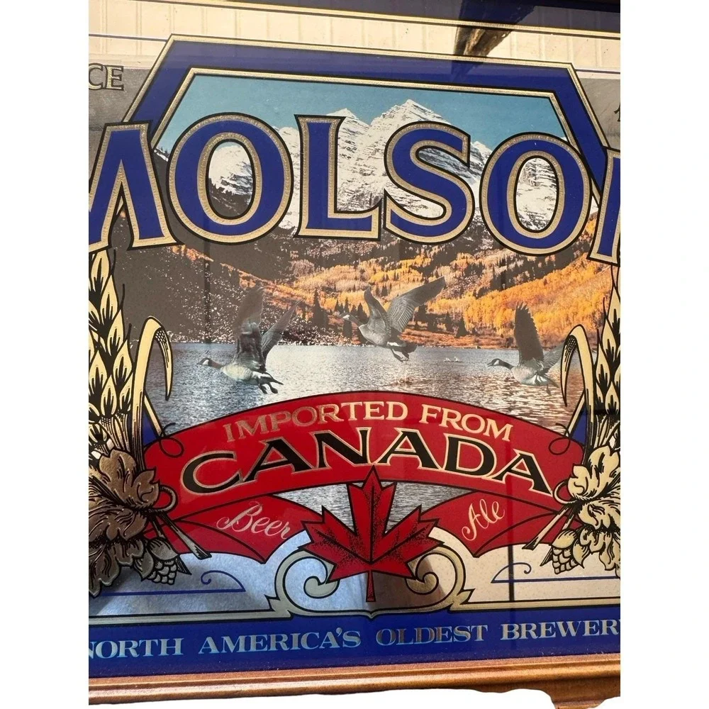 Vintage Molson Beer Framed Mirror Canada Ale North Americas Oldest Brewery 20x16